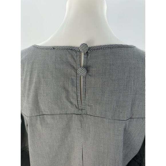 J.Crew Women’s Gingham Bell Sleeve Blouse Top Black White Check Size M Cotton - Picture 5 of 9